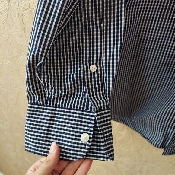 J. Crew Thompson Shirtings 80's 2 Ply Gingham Plaid Blue Button Down Sz Medium - Picture 3 of 8